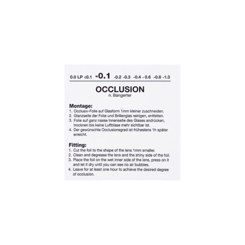 Ryser occlusion sheets, 0 to 1 occlusion