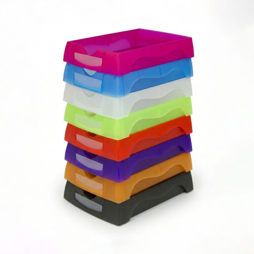 Workshop barge for opticians, available in multiple colors: white, blue, orange, purple, pink, red, green, yellow and black